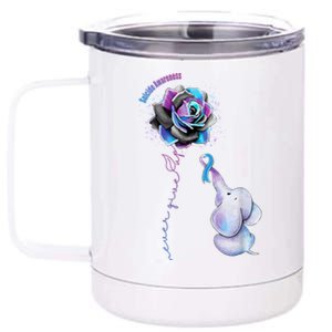 Suicide Awareness Never Give Up Elephant 12 oz Stainless Steel Tumbler Cup