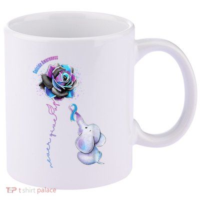 Suicide Awareness Never Give Up Elephant 11oz C Handle Ceramic Mug