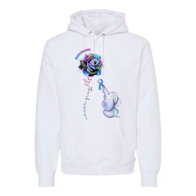 Suicide Awareness Never Give Up Elephant Premium Hoodie