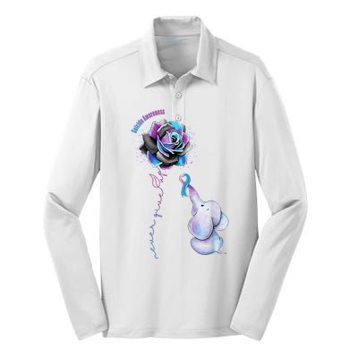 Suicide Awareness Never Give Up Elephant Silk Touch Performance Long Sleeve Polo