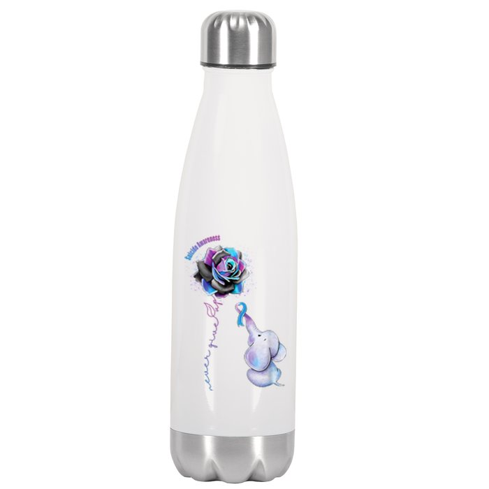 Suicide Awareness Never Give Up Elephant Stainless Steel Insulated Water Bottle