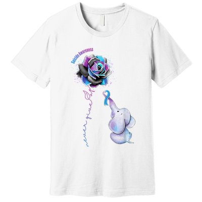 Suicide Awareness Never Give Up Elephant Premium T-Shirt