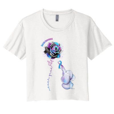 Suicide Awareness Never Give Up Elephant Crop Top