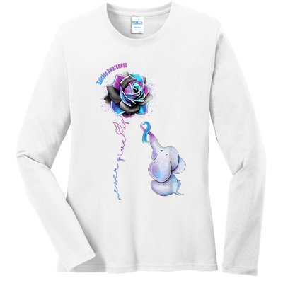 Suicide Awareness Never Give Up Elephant Ladies Long Sleeve Shirt