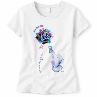 Suicide Awareness Never Give Up Elephant Womens T-Shirt
