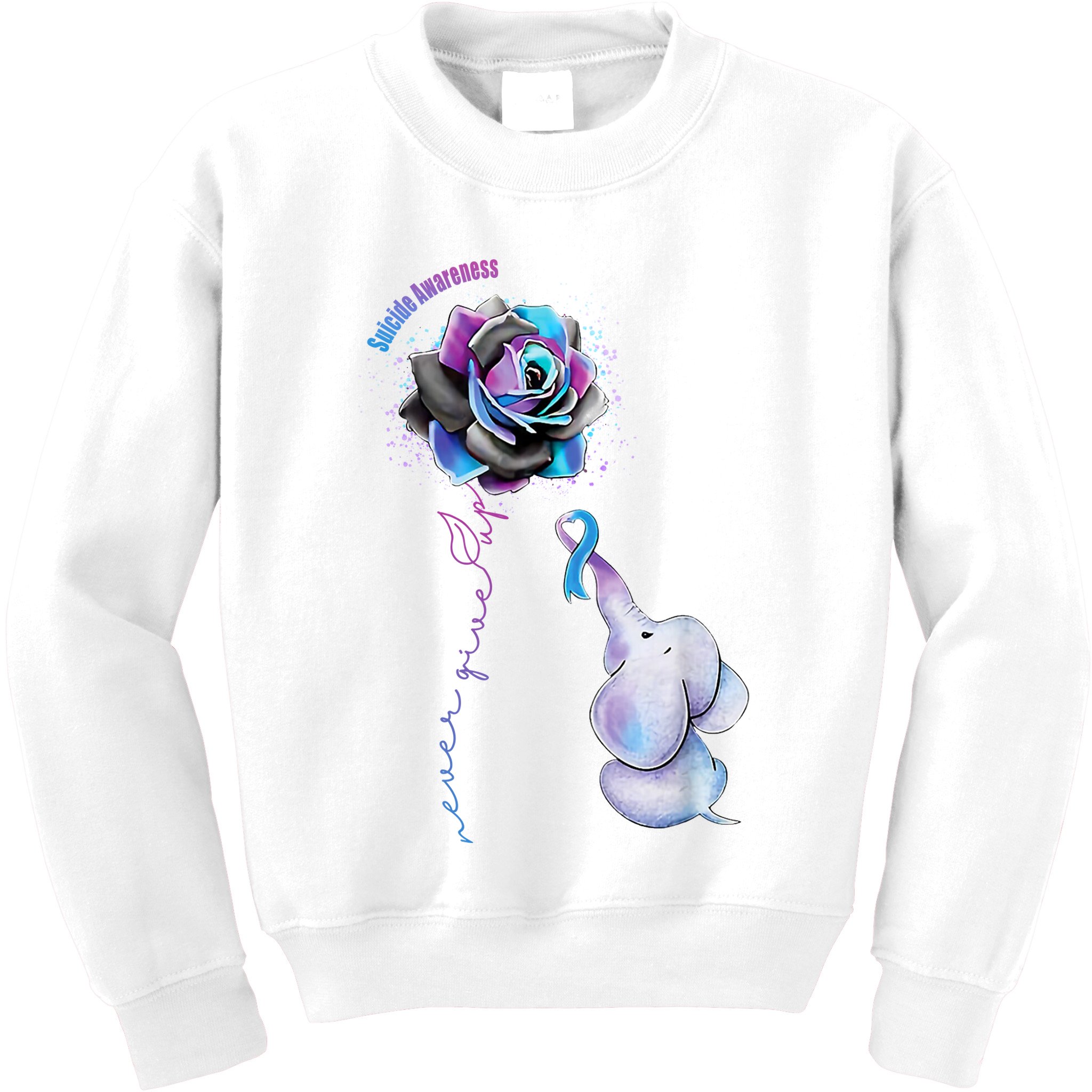 Suicide Awareness Never Give Up Elephant Kids Sweatshirt