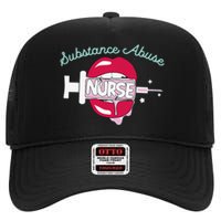 Substance Abuse Nurse Cute Rn Addiction Nursing Hot Lips High Crown Mesh Back Trucker Hat