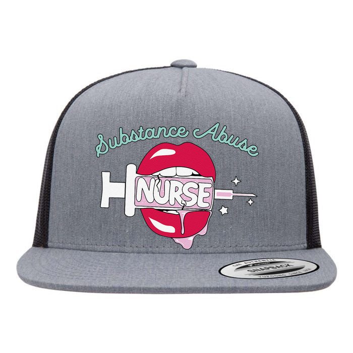 Substance Abuse Nurse Cute Rn Addiction Nursing Hot Lips Flat Bill Trucker Hat