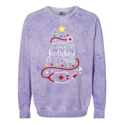 Substance Abuse Nurse Tech Addiction Treatment Holiday Crew Colorblast Crewneck Sweatshirt