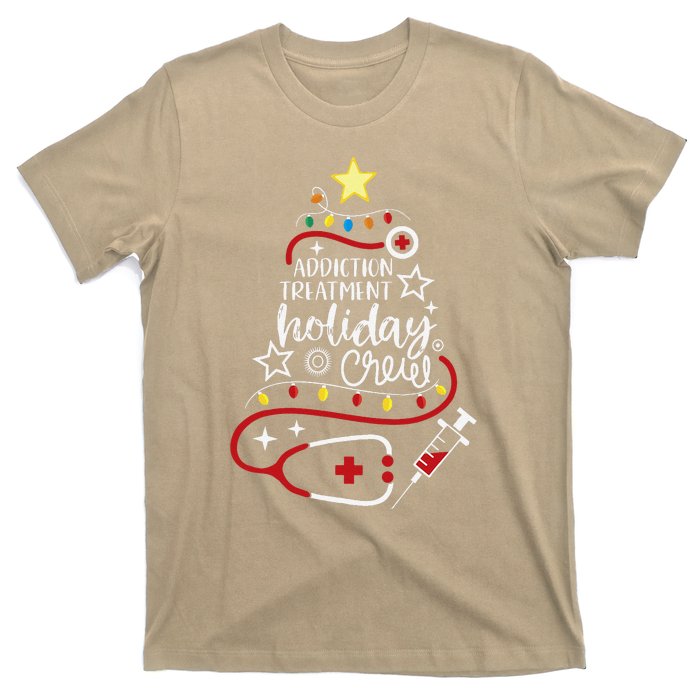 Substance Abuse Nurse Tech Addiction Treatment Holiday Crew T-Shirt