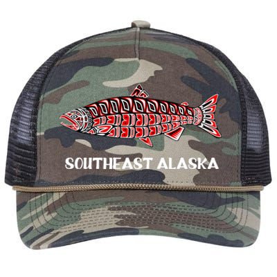 Southeast Alaska Nw Native American Indian Coho Salmon Gift Retro Rope Trucker Hat Cap