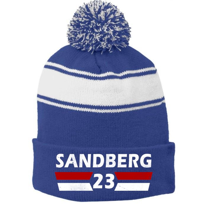 Sandberg 23 Vintage Baseball Stripe Pom Pom Beanie