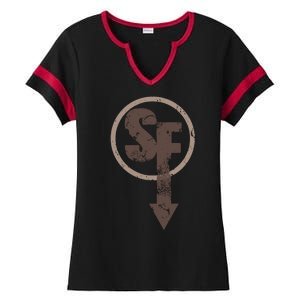 Sanity's Fall Larry Logo Ladies Halftime Notch Neck Tee