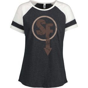 Sanity's Fall Larry Logo Enza Ladies Jersey Colorblock Tee