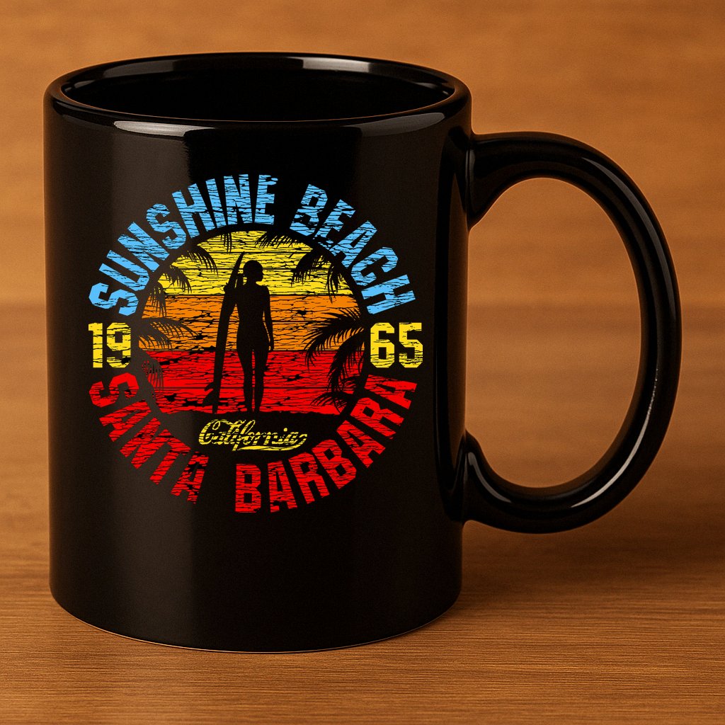 Santa Barbara California 11oz C Handle Ceramic Mug