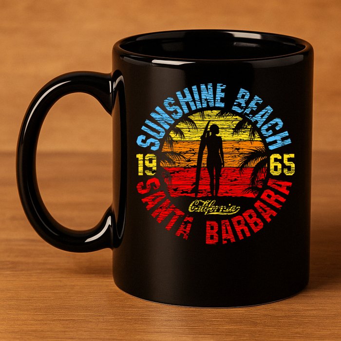 Santa Barbara California 11oz C Handle Ceramic Mug