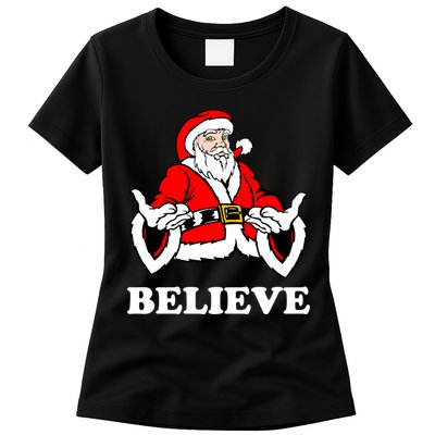 Santa Believe Womens T-Shirt