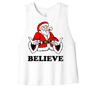 Santa Believe Women's Racerback Cropped Tank