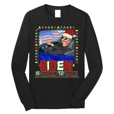 Santa Biden Is Coming To Town Christmas Long Sleeve Shirt