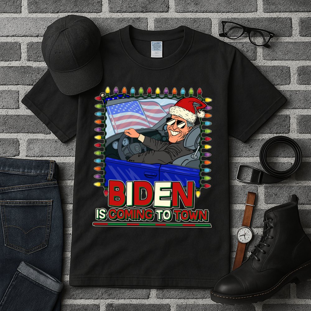 Santa Biden Is Coming To Town Christmas Tall T-Shirt