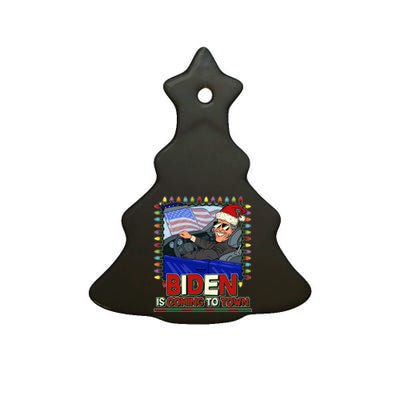 Santa Biden Is Coming To Town Christmas Ceramic Tree Ornament