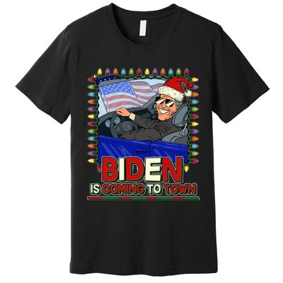 Santa Biden Is Coming To Town Christmas Premium T-Shirt