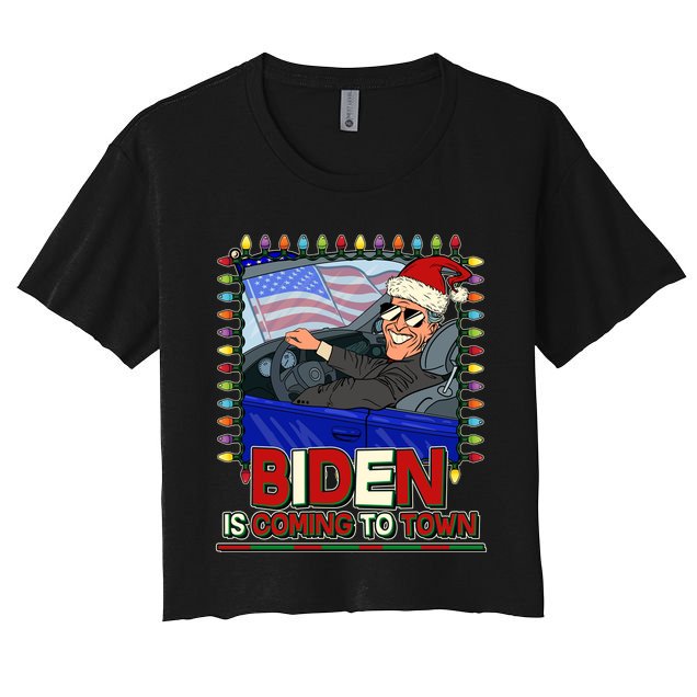 Santa Biden Is Coming To Town Christmas Crop Top