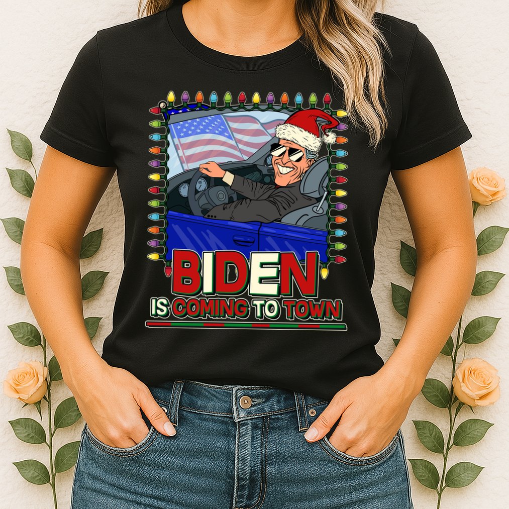 Santa Biden Is Coming To Town Christmas Womens T-Shirt