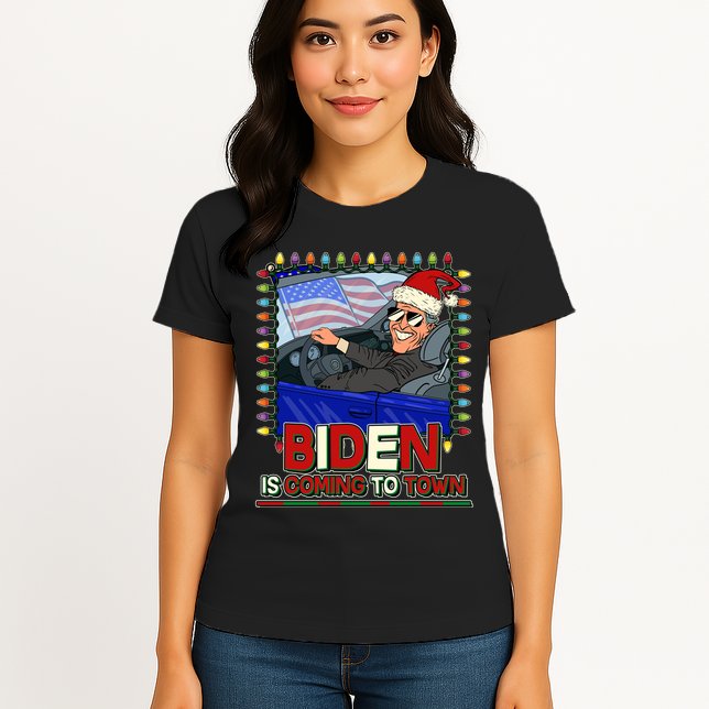 Santa Biden Is Coming To Town Christmas Womens T-Shirt