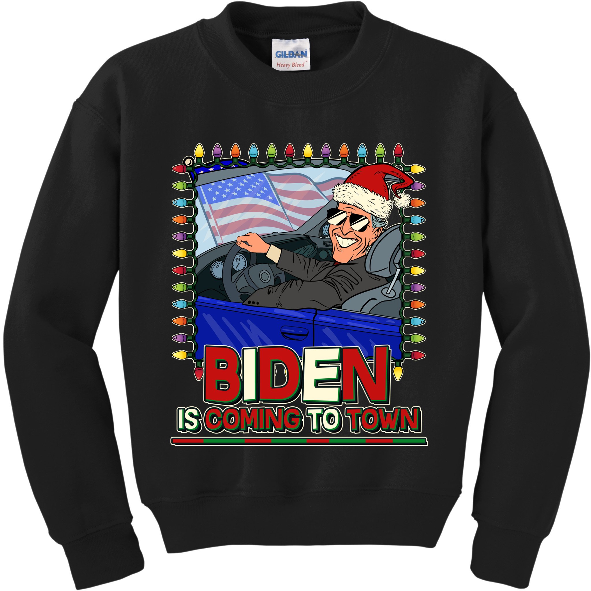Santa Biden Is Coming To Town Christmas Kids Sweatshirt