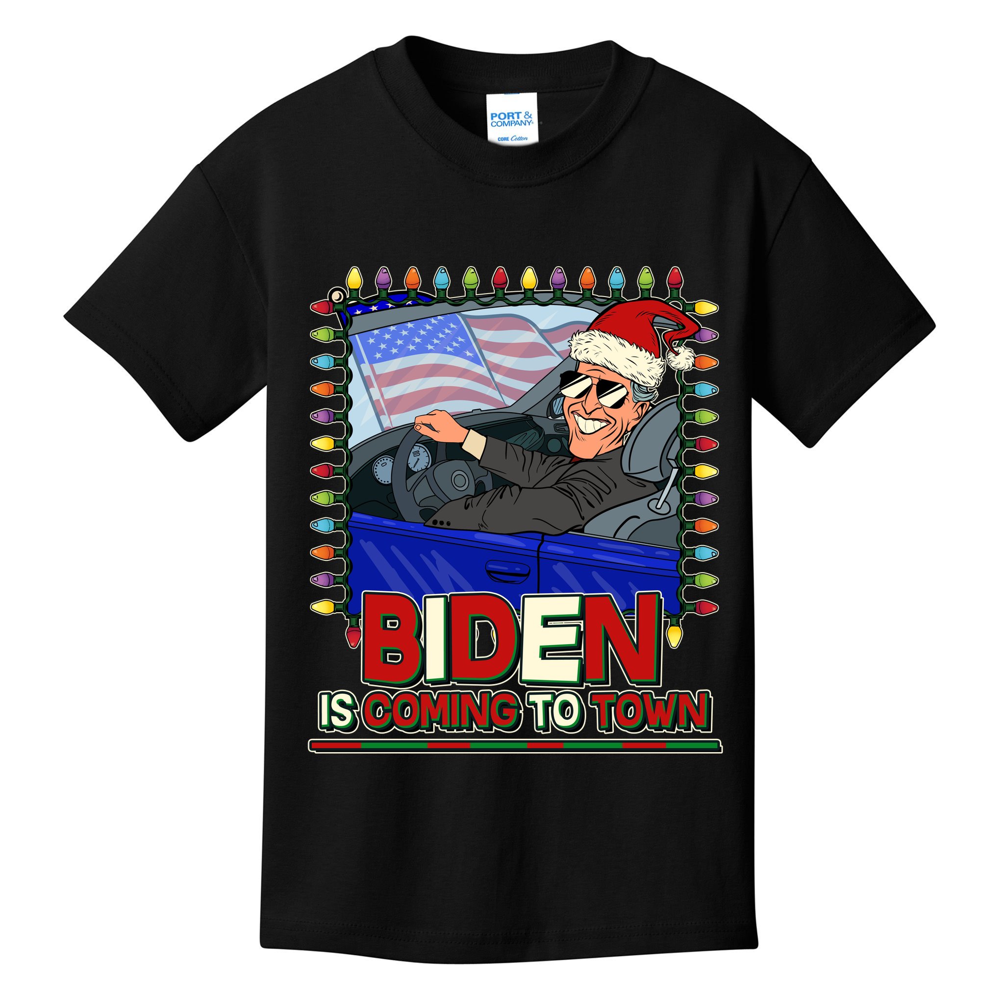 Santa Biden Is Coming To Town Christmas Kids T-Shirt