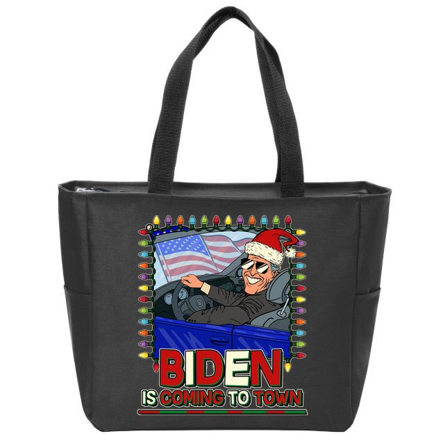 Santa Biden Is Coming To Town Christmas Zip Tote Bag