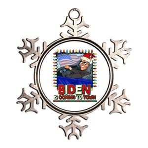 Santa Biden Is Coming To Town Christmas Metallic Star Ornament