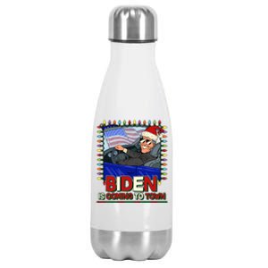 Santa Biden Is Coming To Town Christmas Stainless Steel Insulated Water Bottle