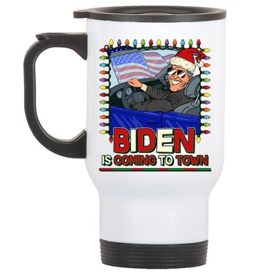 Santa Biden Is Coming To Town Christmas Stainless Steel Travel Mug