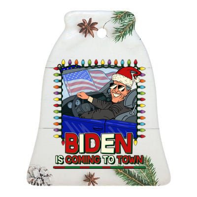 Santa Biden Is Coming To Town Christmas Ceramic Bell Ornament