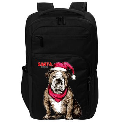 Santa Bulldog Christmas Hat Impact Tech Backpack