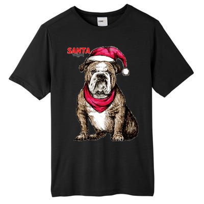 Santa Bulldog Christmas Hat Tall Fusion ChromaSoft Performance T-Shirt