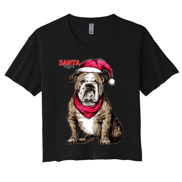 Santa Bulldog Christmas Hat Crop Top