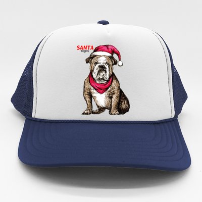 Santa Bulldog Christmas Hat Trucker Hat