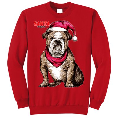 Santa Bulldog Christmas Hat Sweatshirt