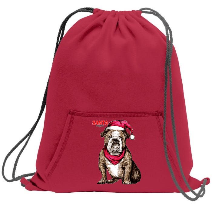 Santa Bulldog Christmas Hat Sweatshirt Cinch Pack Bag