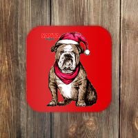 Santa Bulldog Christmas Hat Coaster