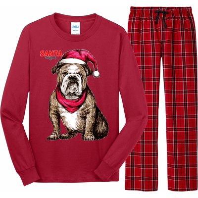 Santa Bulldog Christmas Hat Long Sleeve Pajama Set