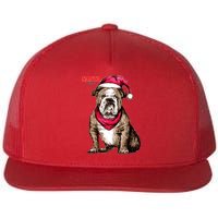 Santa Bulldog Christmas Hat Flat Bill Trucker Hat