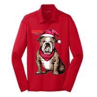 Santa Bulldog Christmas Hat Silk Touch Performance Long Sleeve Polo