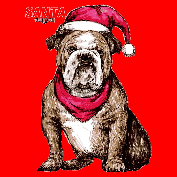 Santa Bulldog Christmas Hat 16 in Basic Backpack