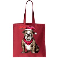 Santa Bulldog Christmas Hat Tote Bag