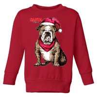 Santa Bulldog Christmas Hat Toddler Sweatshirt