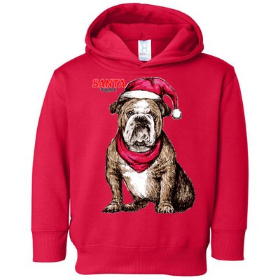 Santa Bulldog Christmas Hat Toddler Hoodie